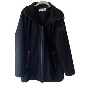 Calvin Klein Hooded Zip-Up Jacket Mens L Black Nylon Outdoors